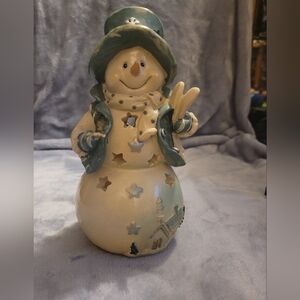 Vintage Snowman With Snow Skies